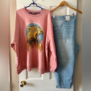 Women’s Terra & Sky Capri Jeggings w/ Def Leppard Sweatshirt 3x